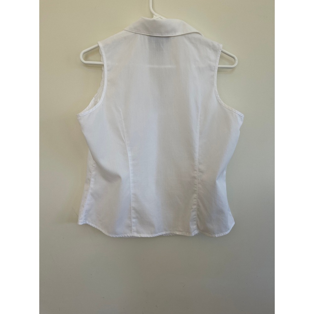 Jones New York Signature White Cotton Eyelet Lace Sleeveless Blouse Petite M - Picture 2 of 4
